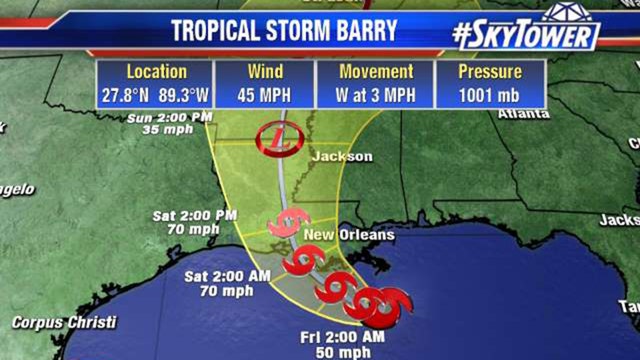 Tropical Storm Barry forms in Gulf of Mexico, could bring ‘catastrophic' flooding to Louisiana