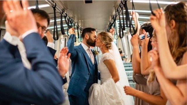 Couple takes BART to their own wedding in Oakland