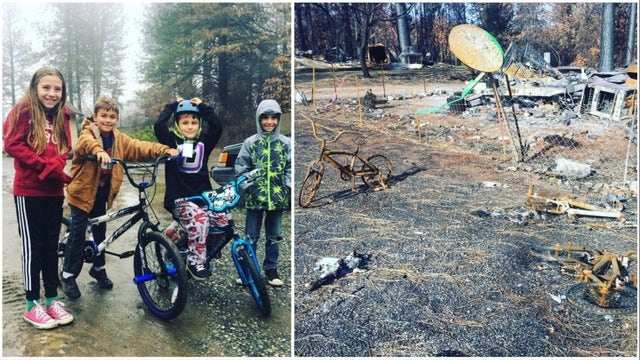 Butte County sheriff's deputy, and his kids, surprise twins who lost bikes in Camp Fire