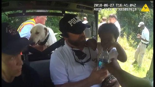 Body cam video shows moment when recruits find missing girl in woods