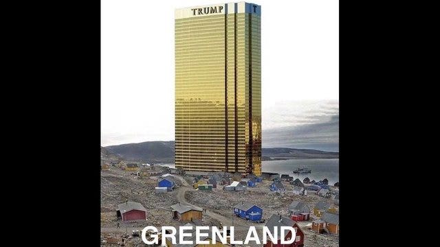 President tweets pic of Trump Tower looming over Greenland