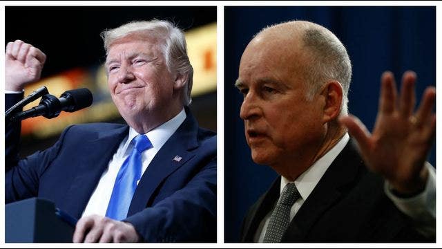 Trump bashes California on border mission, Brown sees a deal