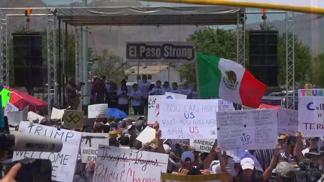 Protesters chant as Trump visits Dayton, El Paso
