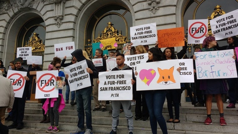 Animal rights groups rally in support of San Francisco ban on fur sales