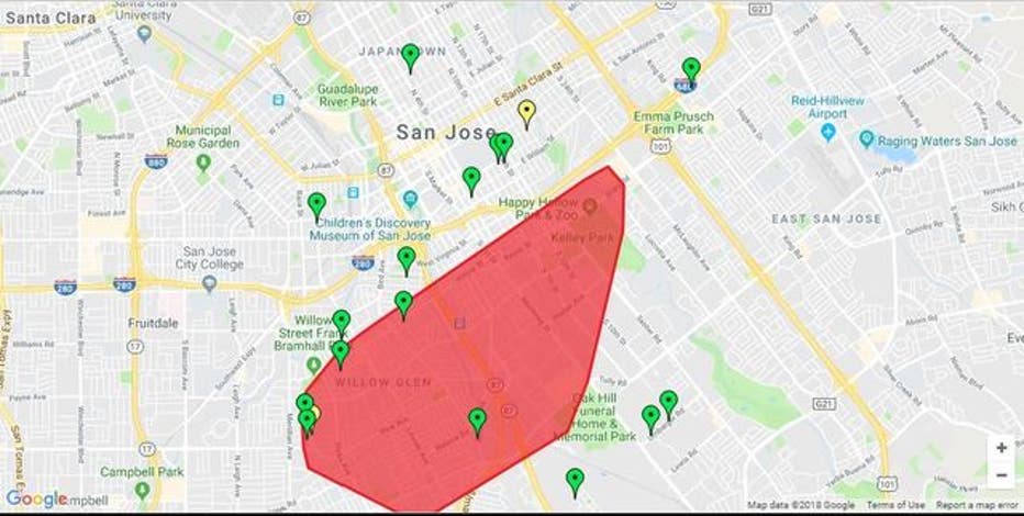 Power Out For Nearly 20 000 Pg E Customers In San Jose Ktvu Fox 2