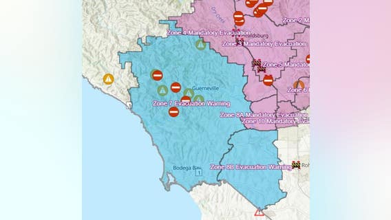 Map: Some Kincade Fire evacuation orders reduced to warnings