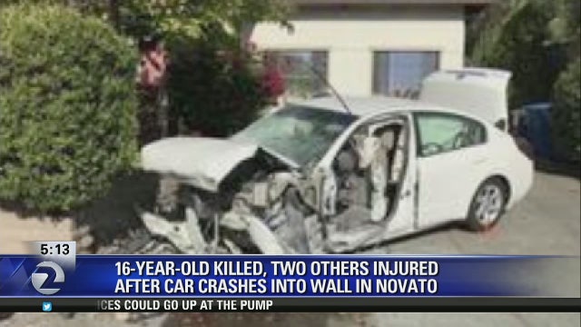 16-year-old boy killed in Novato, 2 friends injured, after sedan slams into brick wall
