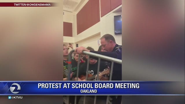 Oakland school district defends police violence against protesters at board meeting