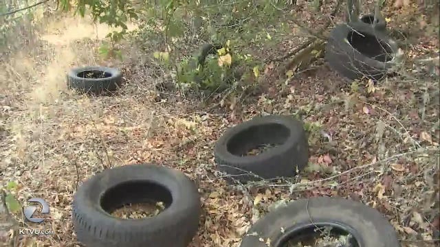 Hundreds of tires dumped illegally along the Russian River