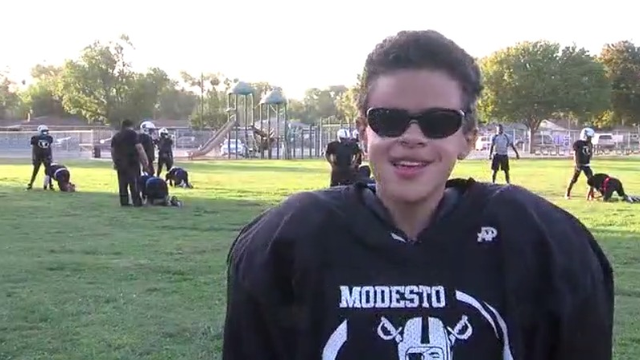 Modesto teen, who is blind celebrates his first touchdown