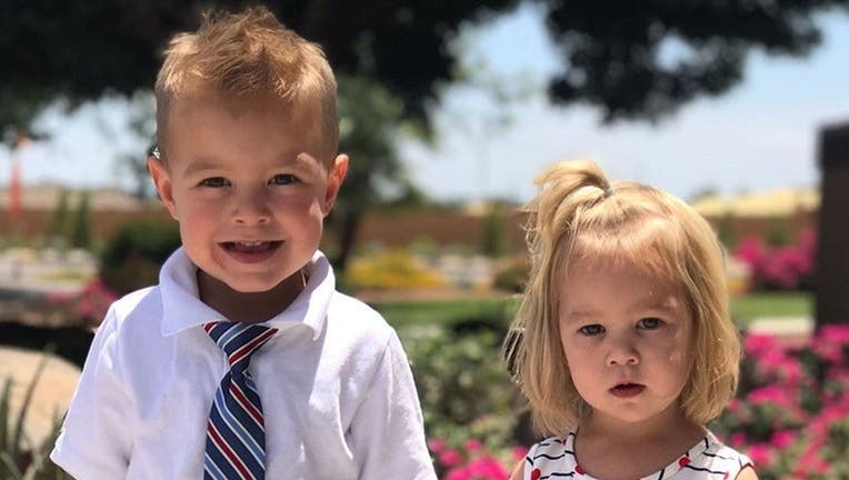 An image of Colt and Kimber Naylor before the little boy wreaked havoc on his young sister's hair.