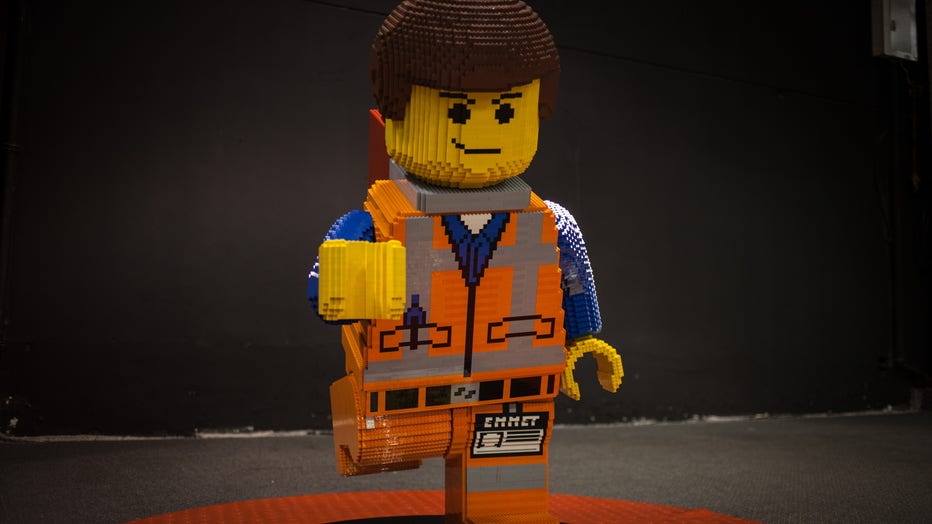 An art LEGO piece of Star Wars is on display during a media presentation of