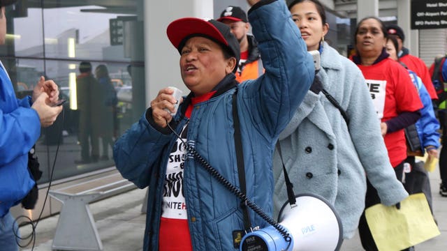 Union workers protest 'poverty' wages at SFO airport, want better health care