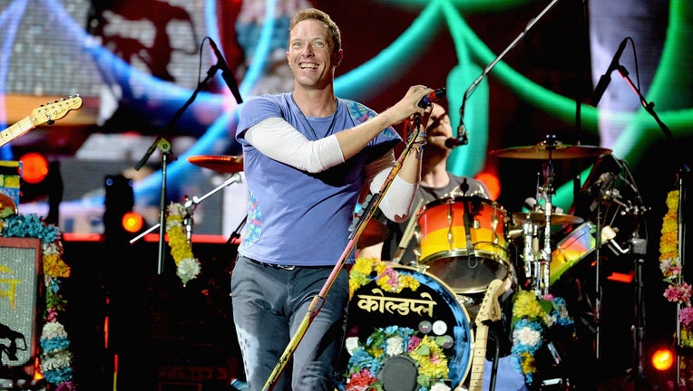 Chris Martin of Coldplay performs onstage during the Coldplay
