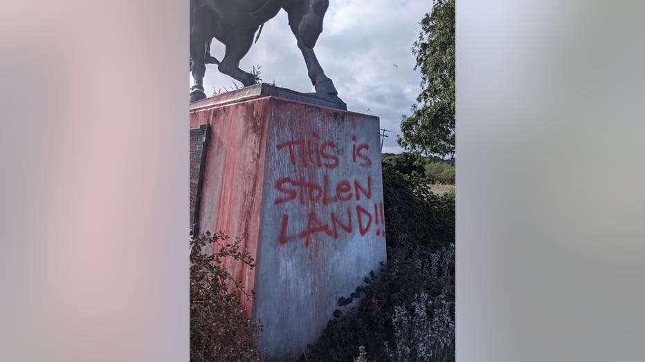 Vandalized Spanish statues