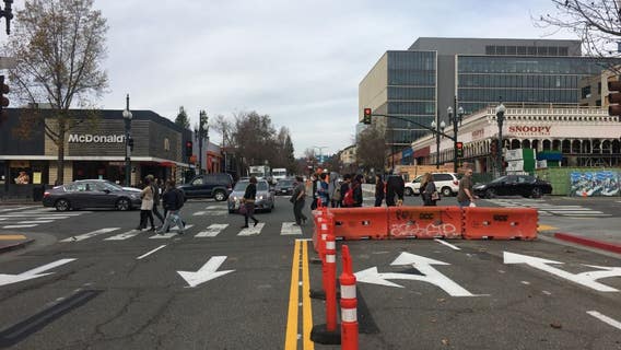 Shattuck Avenue in downtown Berkeley now two-way street