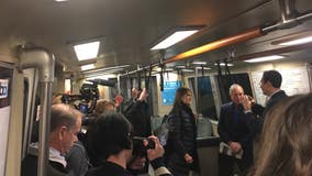 Billionaire candidate Bloomberg rides BART to Oakland, meets with Mayor Schaaf