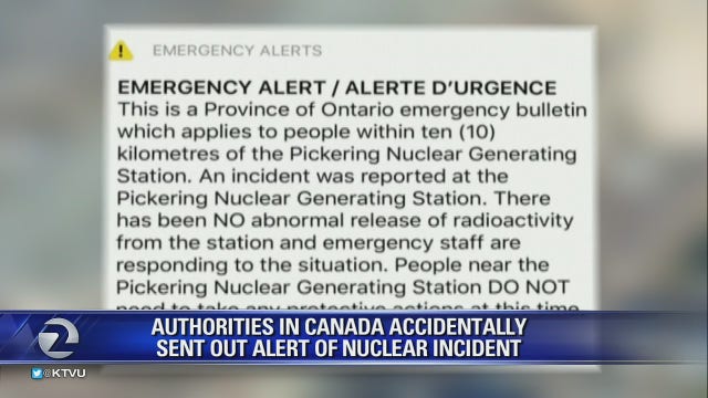 Canadian officials accidentally push nuke alert to millions