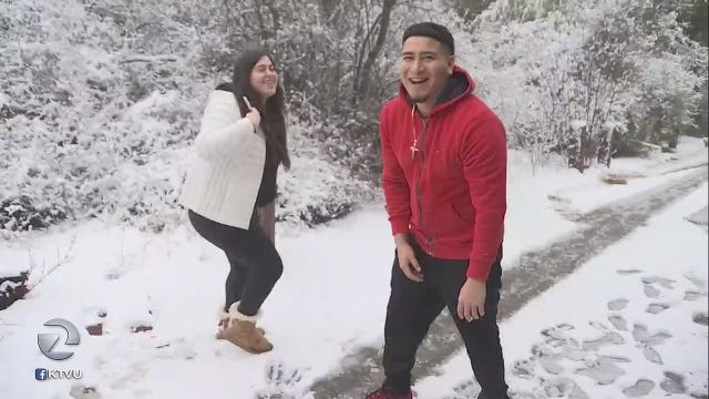 Snow a big draw at Mount Diablo on this cold and rainy day