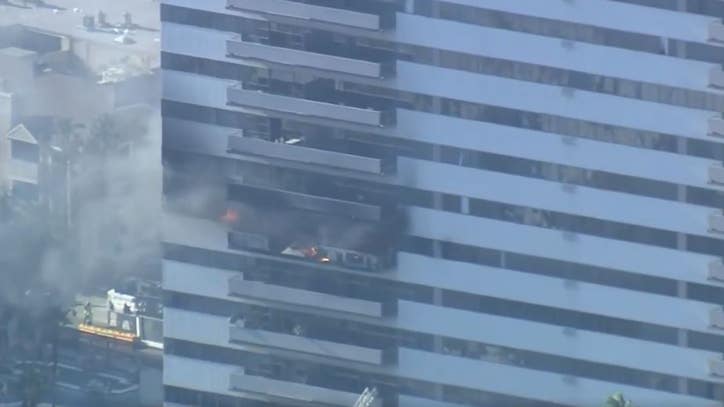 Firefighters battling 25-story building fire in West Los Angeles | KTVU ...