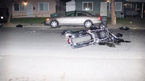 Motorcyclist fleeing police killed after crashing into parked car