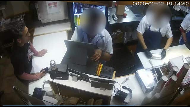 Video: Angry customer hurls burrito and napkin dispenser at restaurant worker