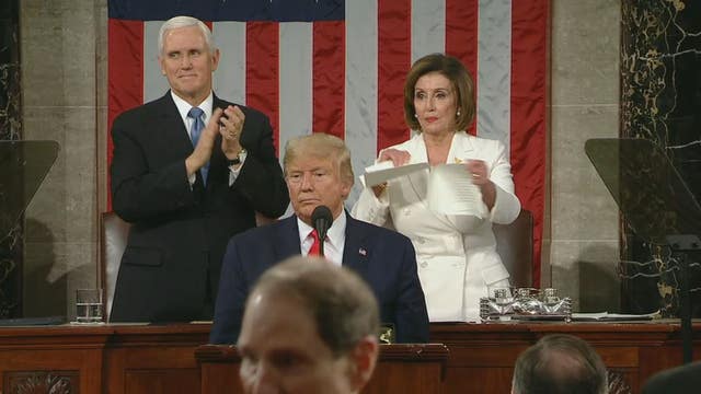 Trump uses State of Union to campaign; Pelosi rips up speech