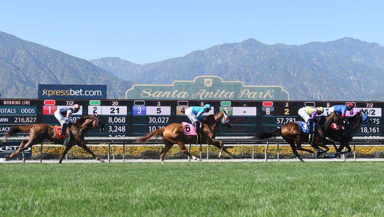 ARCADIA, CA - JUNE 23: Horses on the turf track for the San Juan Capistrano Stakes on the last day of the Winter-Spring Meet on June 23, 2019, at Santa Anita Park in Arcadia, CA.(Photo by Cynthia Lum/Icon Sportswire via Getty Images)