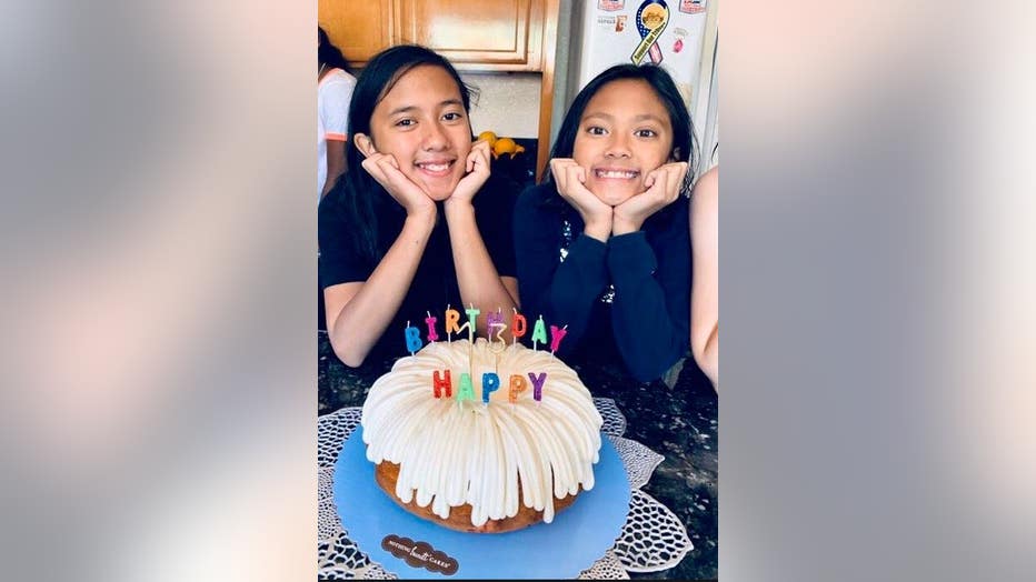 The family of 12-yr-old Lana Carlos (right) shared this photo. Lana’s 13-year-old sister, Jadyn, (left) was with Lana when she was hit by a truck in the crosswalk at Crow Canyon and Manter roads