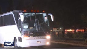 COVID-19: Busloads of cruise ship evacuees arrive at Travis Air Force Base for quarantine