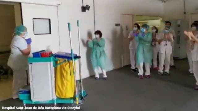 Cleaning staff at Barcelona hospital thanked with round of applause
