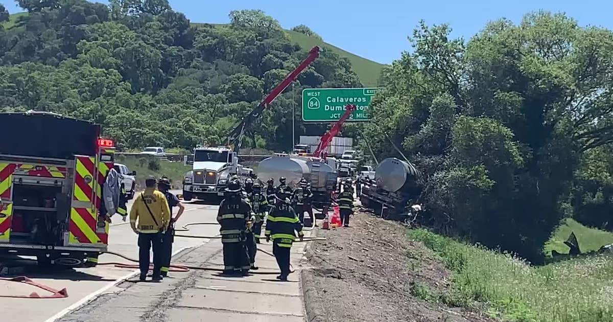 Tanker carrying ethanol crashes off I-680 in Alameda County | KTVU FOX 2