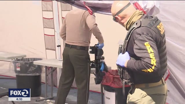 COVID-19 decontamination center set up for Santa Clara County first responders