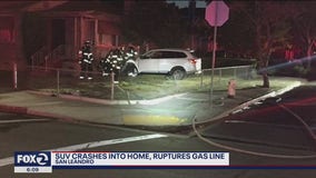 Vehicle crashes into San Leandro home, gas leak forces shelter-in-place