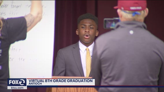 California 8th grader gives graduation speech to empty school yard