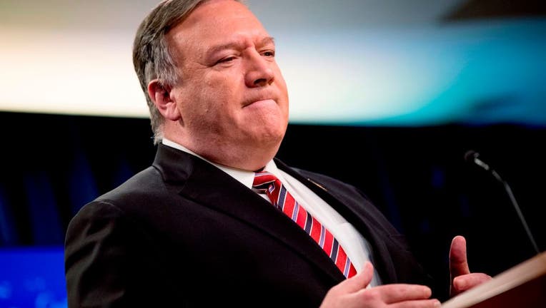 US Secretary of State Mike Pompeo pauses while speaking at a news conference at the State Department on April 29, 2020, in Washington,DC.