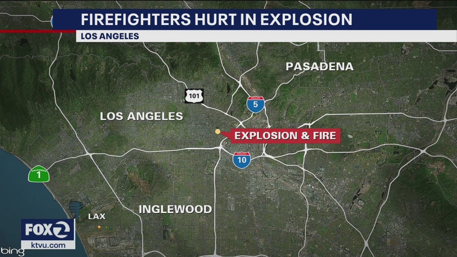 12 Los Angeles Firefighters Recovering After Explosion KTVU FOX 2   LA FIRE MAP 