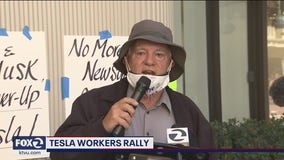 Tesla workers rally, call for health department protections during COVID-19 pandemic