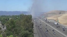 Vegetation fire causes traffic backup on I-580 in Livermore