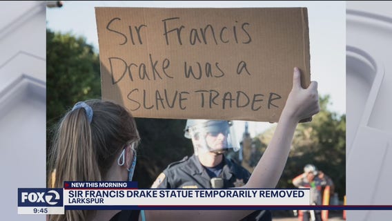 Sir Francis Drake statue in Larkspur removed ahead of planned protest