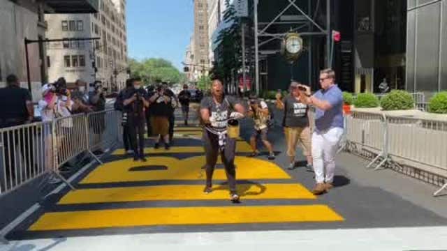 'Black Lives' mural outside Trump Tower defaced for 3rd time