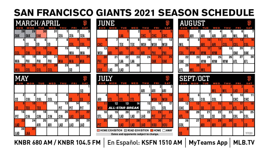 San Francisco Giants Schedule - CCA Portal