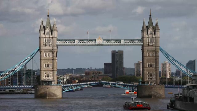 London's famous Tower Bridge gets stuck in an open position