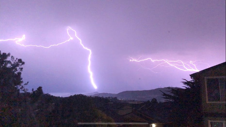 Dramatic photo shows lightning stike Sutro Tower during Bay Area's