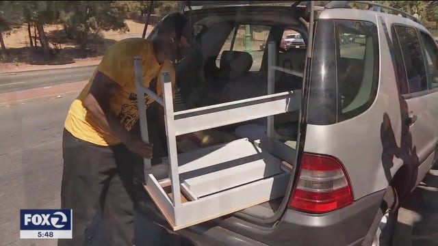 Desk giveaway for families struggling with distance learning