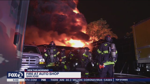Fire breaks out at tire and car repair shop in San Jose