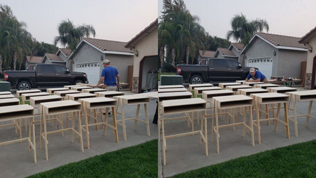 California man builds dozens of desks to support virtual learning for students in need