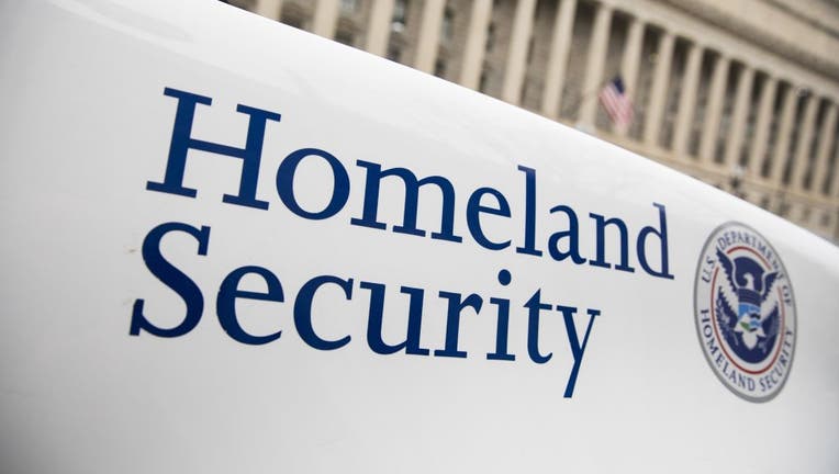 The Department of Homeland Security logo is seen on a law enforcement vehicle in Washington, D.C.