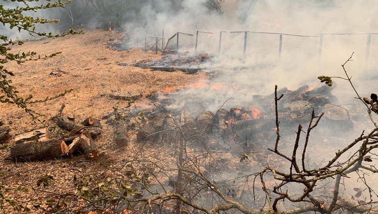 A view of damage caused by the Glass Fire on Crystal Springs Road in Napa County