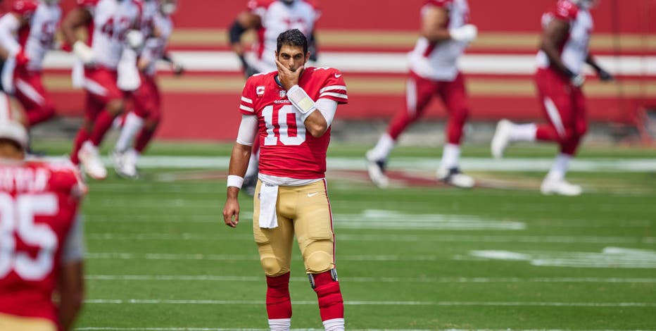 49ers blast Jets 31-13, but lose Garoppolo, Bosa, Mostert